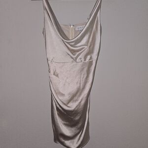 Mable Satin Cowl Neck Slip Dress Champagne Mini Size S